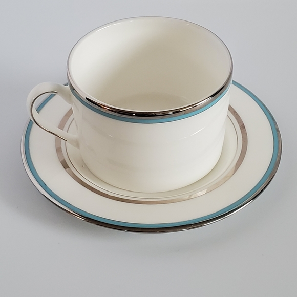 LENOX kate spade 'Library Lane Aqua' flat mug saucer - Picture 3 of 11